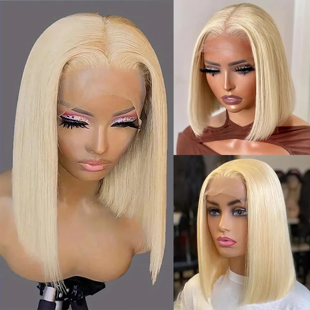 Blonde 613 Straight Bob Wig – 13x4 & 13x6 HD Lace Front Bleached Knots 100% Human Hair