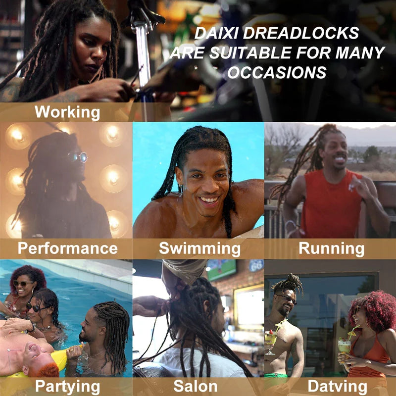 0.6cm Human Hair Dreadlocks Permanent Locs Extensions Afro Dreads For Men and Women (4-18 Inch)