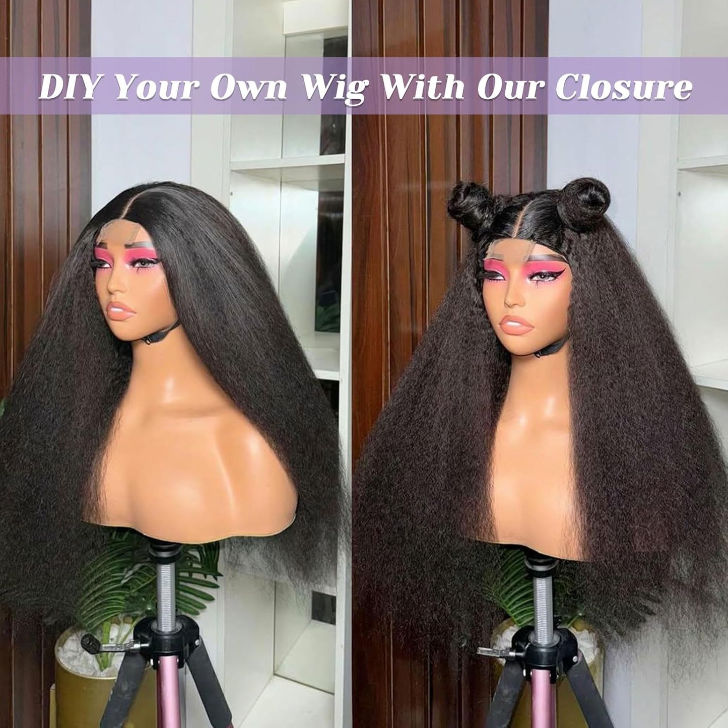 2x6 HD Lace Closure Kinky Straight – Brazilian Natural Color Virgin Human Hair | Pre-Plucked, Skin-Melt HD Lace