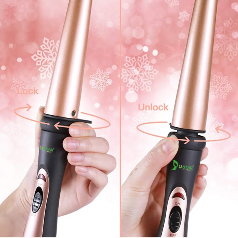 BESTOPE 5 In 1 Ceramic Curling Iron Wand Set With 5 Interchangeable Ceramic Barrels (0.35'' to 1.25'') And Heat Resistant Glove - Rose Gold