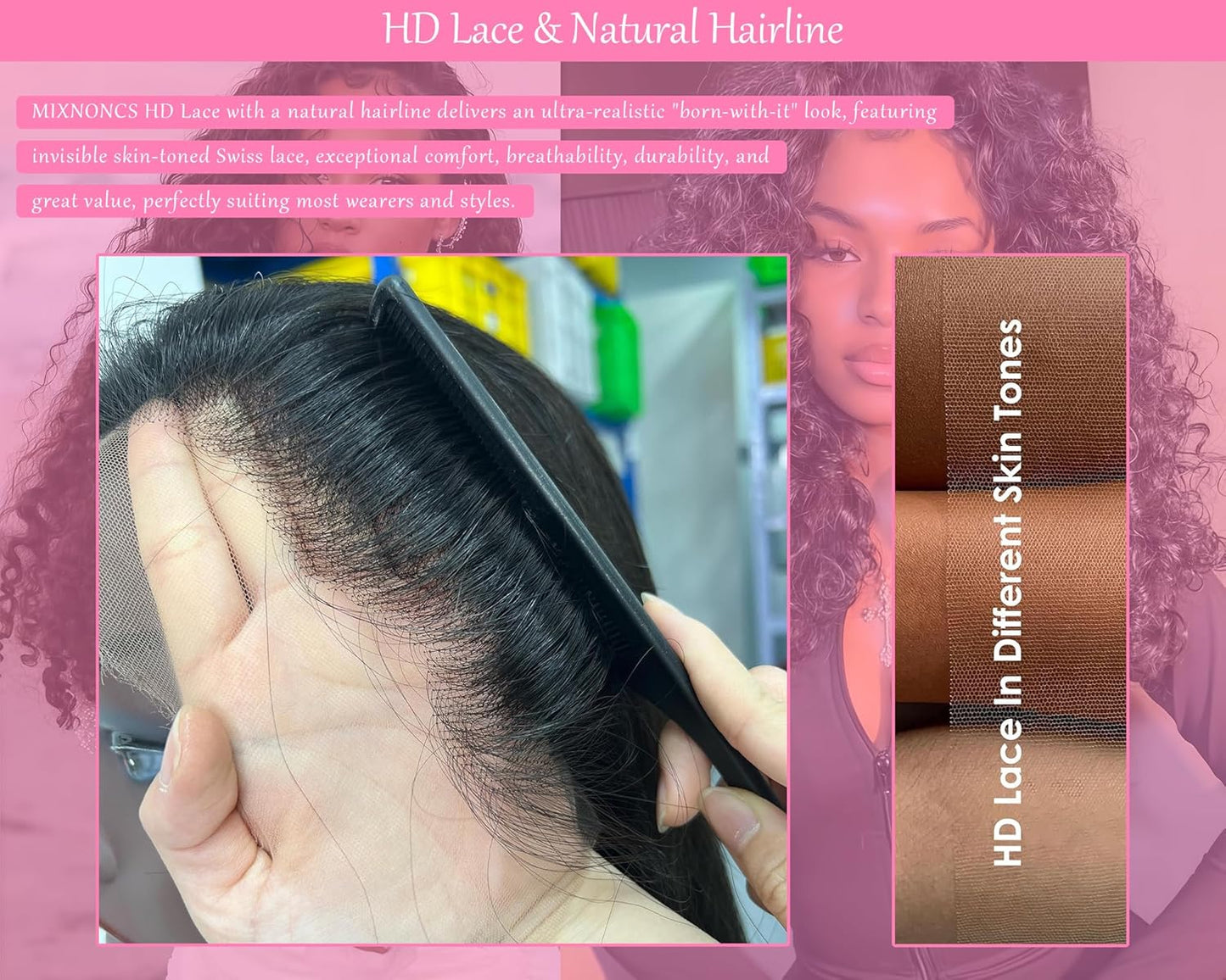 13x6HD Lace Wig Burmese 100% HumanHigh Quality Hair Swiss Lace, Skin-melt Lace, Invisible Lace