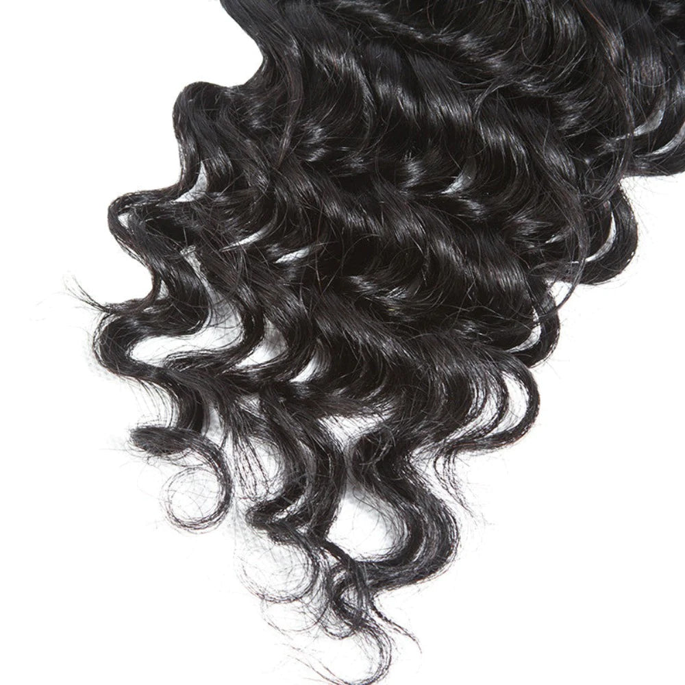 3 Bundles with 2x6 HD Lace Closure Deep Wave 100% Virgin Human Hair