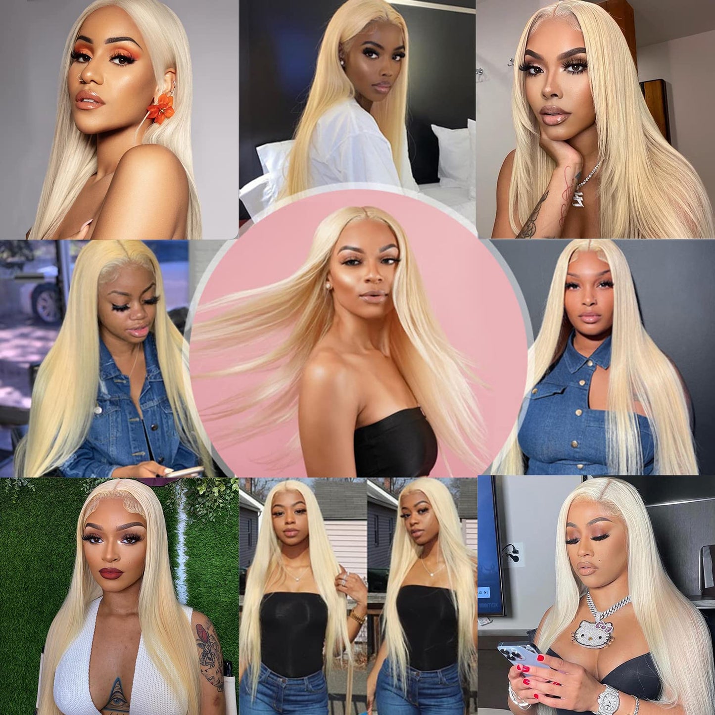 13x4 Lace Frontal Wig Color Blonde(613) Straight Wig 100% Human Hair