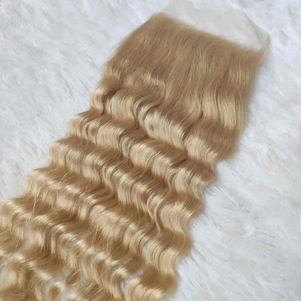 5X5 HD Lace Closure 613 Blonde Human Hair Deep Wave Swiss Lace, Skin-melt Lace, Invisible Lace – Virgin Remy Hair