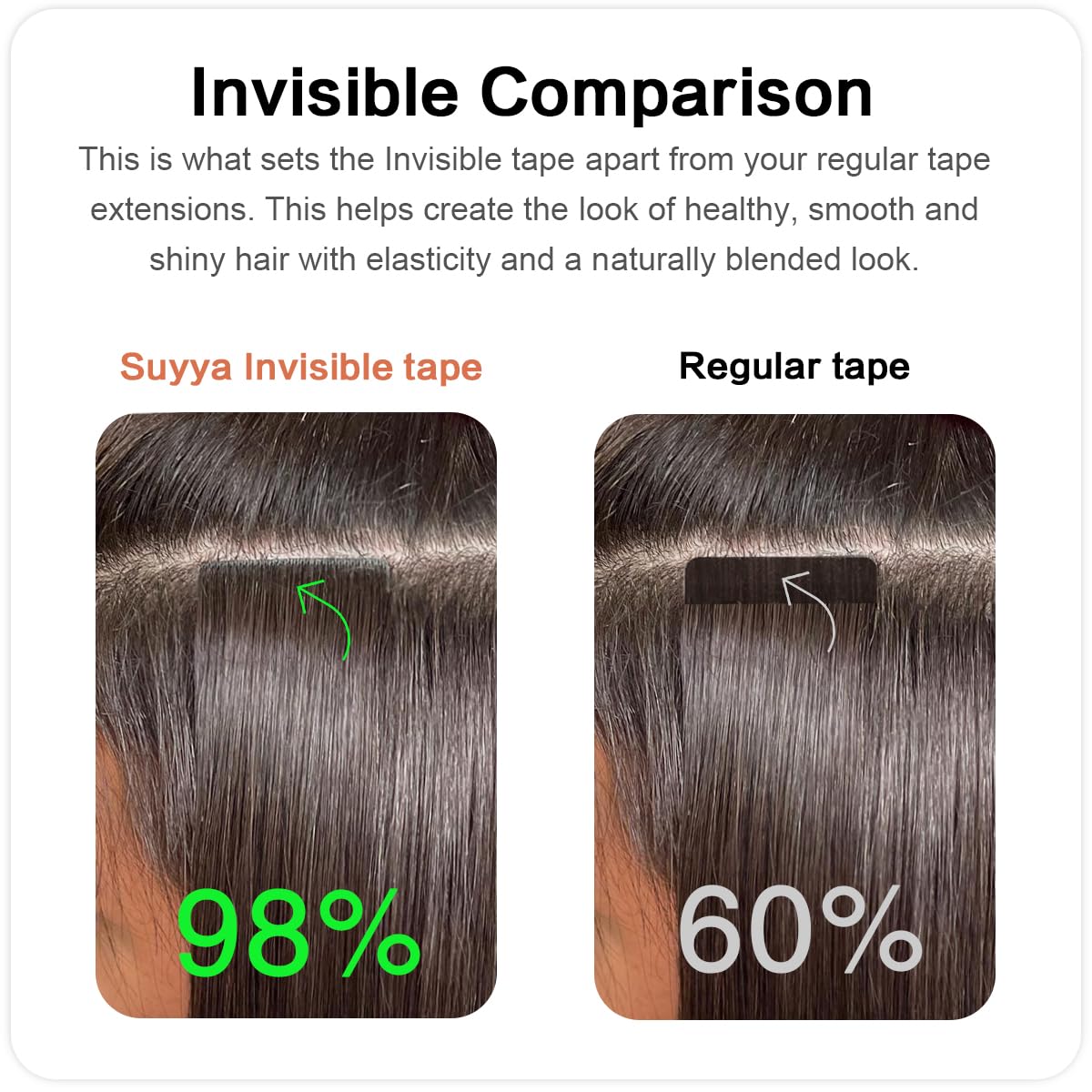 Invisible Tape-in Human Hair Extensions Natural Color Straight – 20Pcs/Pack, Virgin Raw Hair, 2.5g/Piece, Seamless Blend