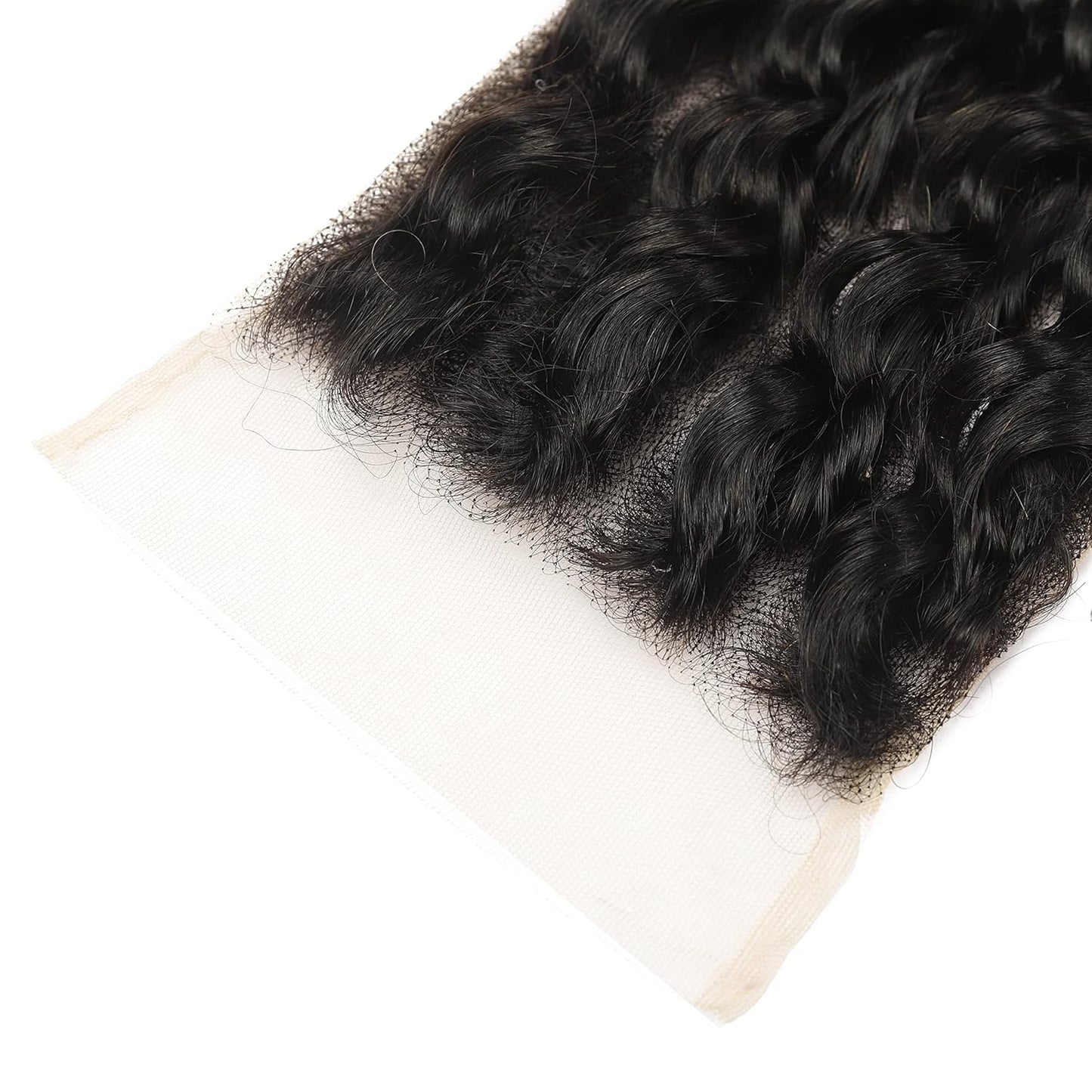 5x5 Transparent Lace Deep Wave Lace Closure Brazilian Virgin Human Hair | Free Part, Bleached Knots