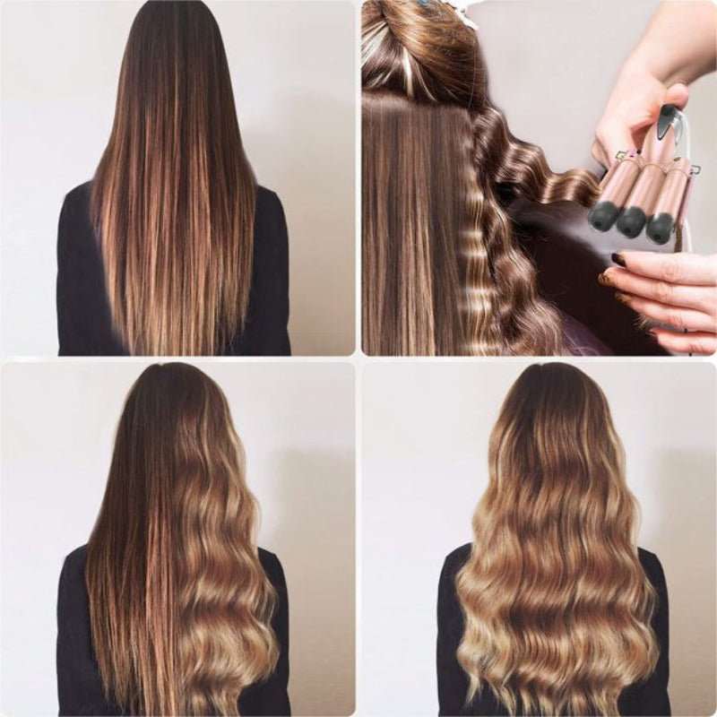Curling Iron Wand 3 Barrel With LED Temperature Adjustment