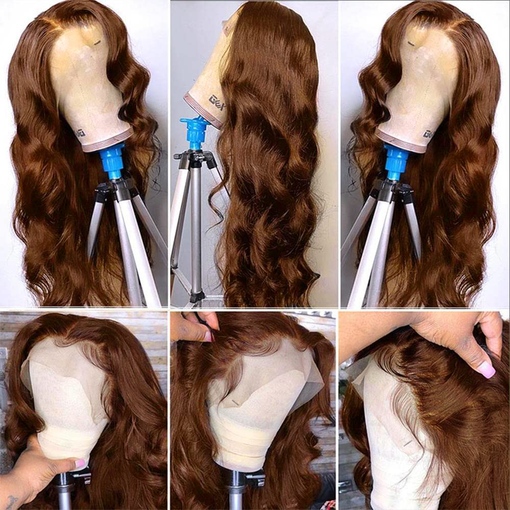 13x4 FULL Lace Frontal Wig Color #4 Body Wave 100% Human virgin hair Chocolate Brown