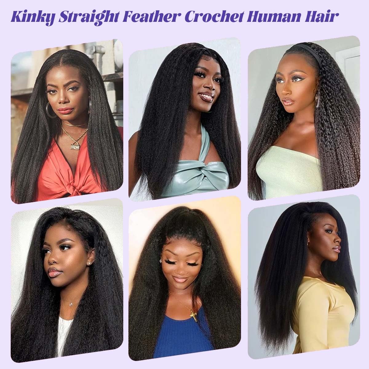 Kinky Straight Crochet 100% Human Hair - Boho Braiding Hair For Miracle Knots (50g/Pack)