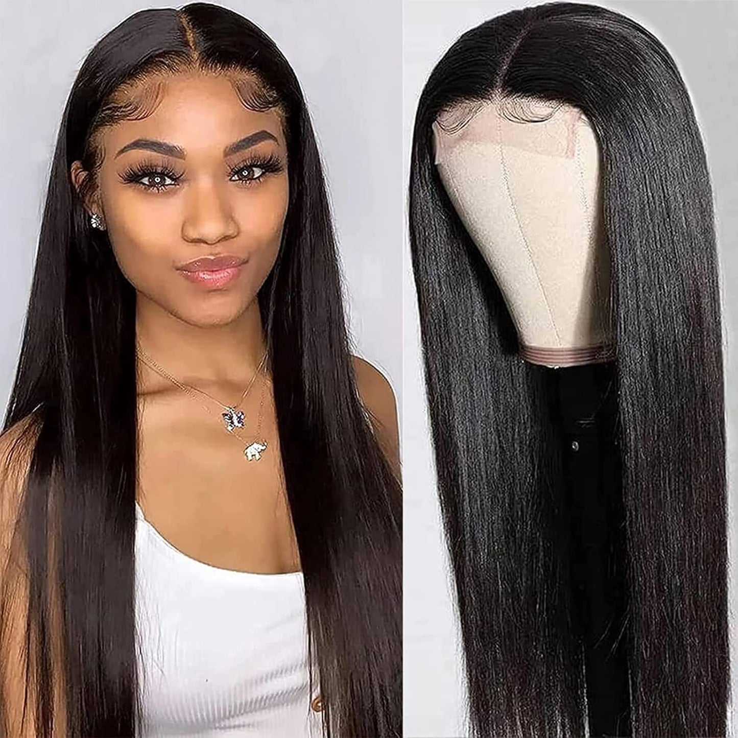 6x4 Wear and Go Glueless Body Wave, Straight Lace Closure Wigs 100% Human Hair