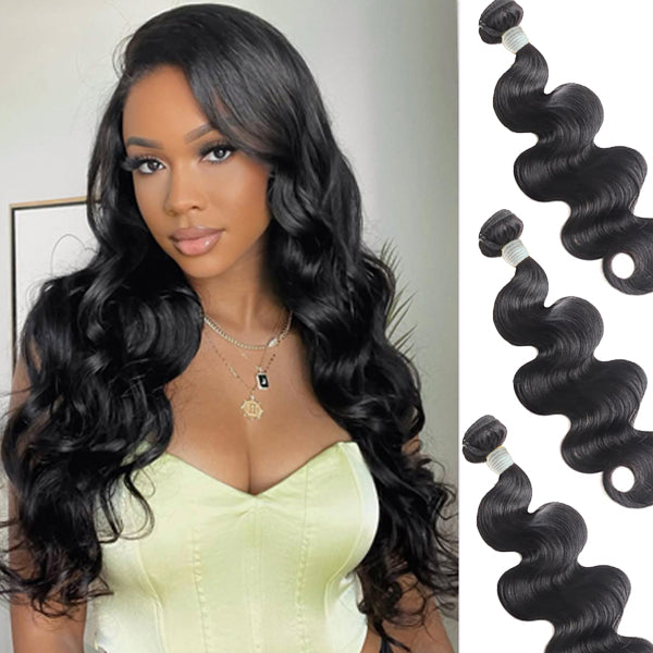 Holiday Deals : 3 bundles Body Wave Natural black Affordable hair 100% Human Hair on sale