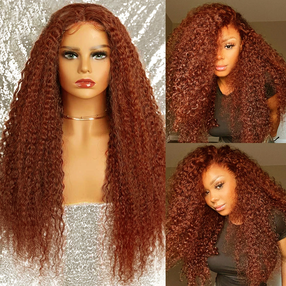 Pre-order Copper Jerry Curl Wig – 13x4 Transparent Lace Front 100% Human Hair