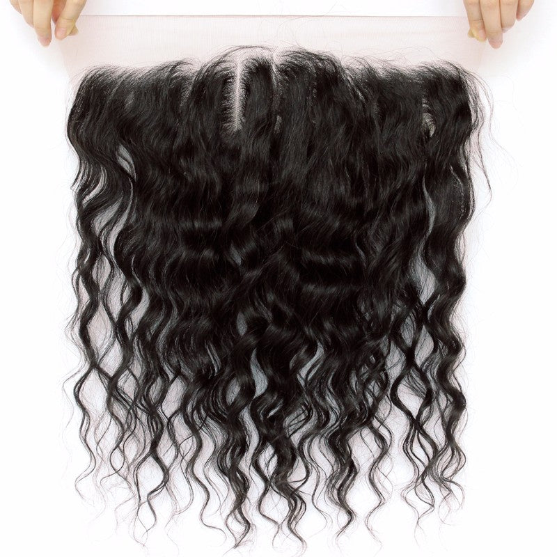13x4 Lace Frontal Water Wave Unprocessed 100% Human Hair – Transparent Lace, Natural Black
