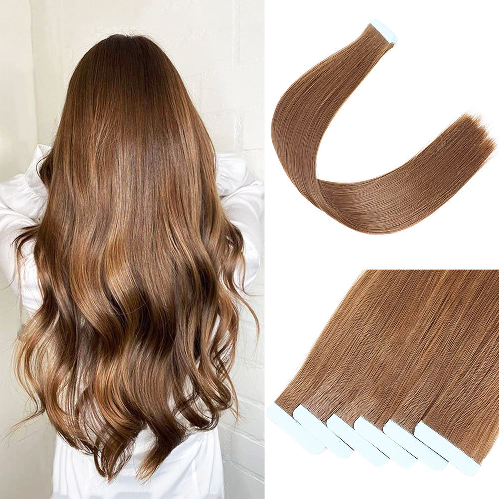 Master Blend Tape In Extensions Human Hair Blended Straight 20 Pcs/Pack, 50 Grams – Ustar Basics, 400°F Safe, Better Hair Less Money