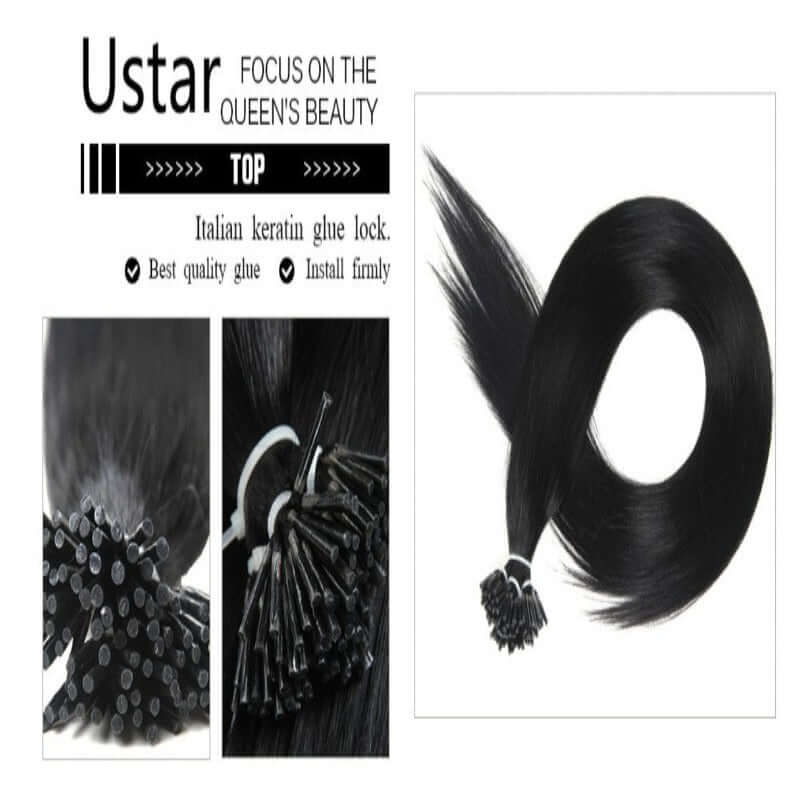 Ustar 100% Human Hair Quality I Tip Straight Hair Extensions #2