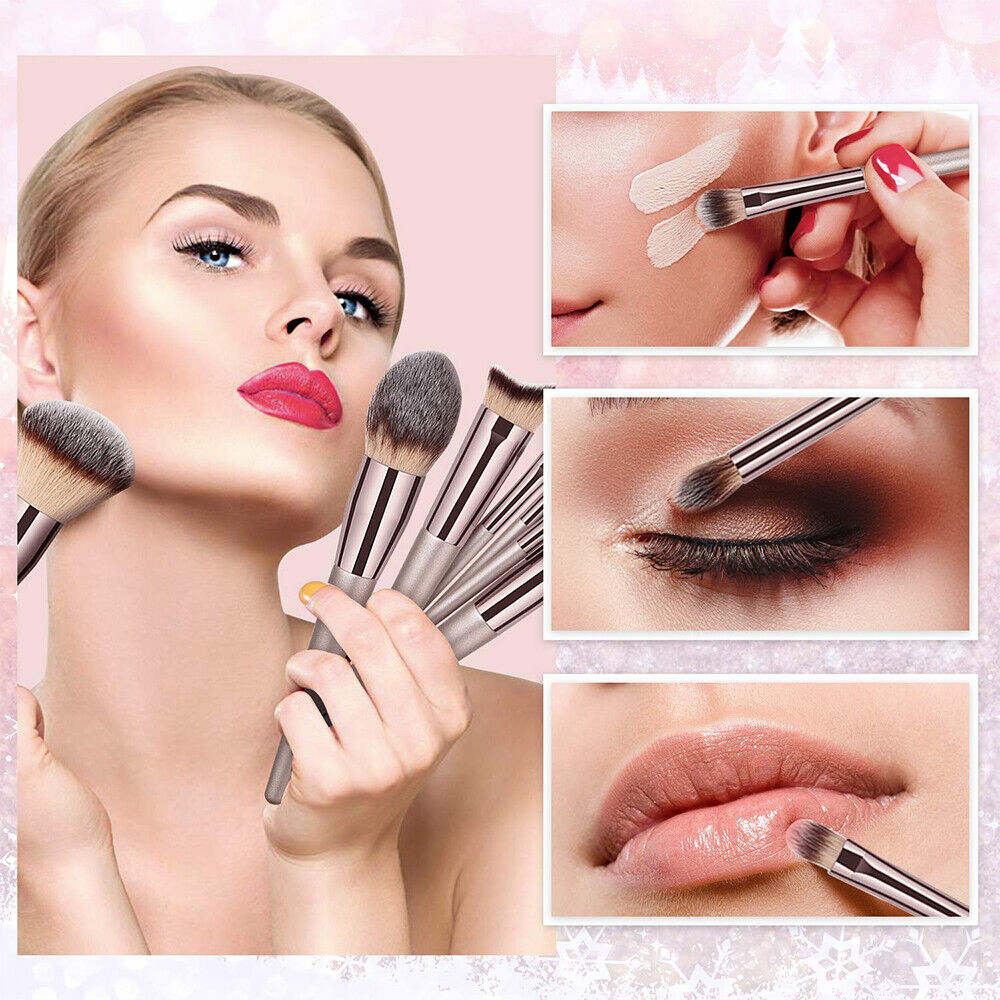 Ustar 14 Pcs Conical Handle Makeup Brushes With Case Bag