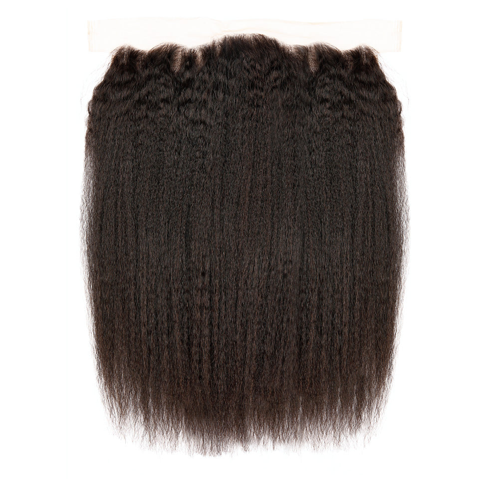 13x4 HD Lace Frontal Kinky Straight – Brazilian Virgin Human Hair | Ear-to-Ear, Pre-Plucked, Skin-Melt HD Lace