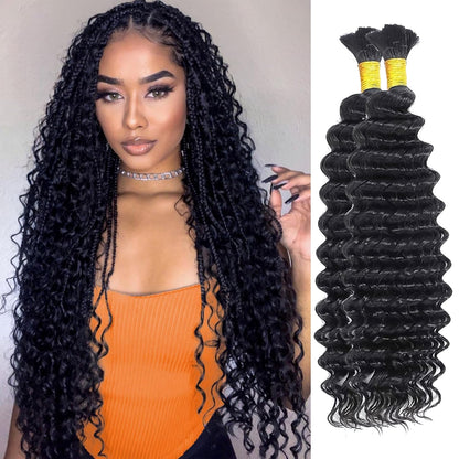 Boho Braiding 100 Human Hair natural black - Straight, Body Wave, Deep Wave, loose deep, Natural Wave, Jerry Curl, Water Wave 100g/pack
