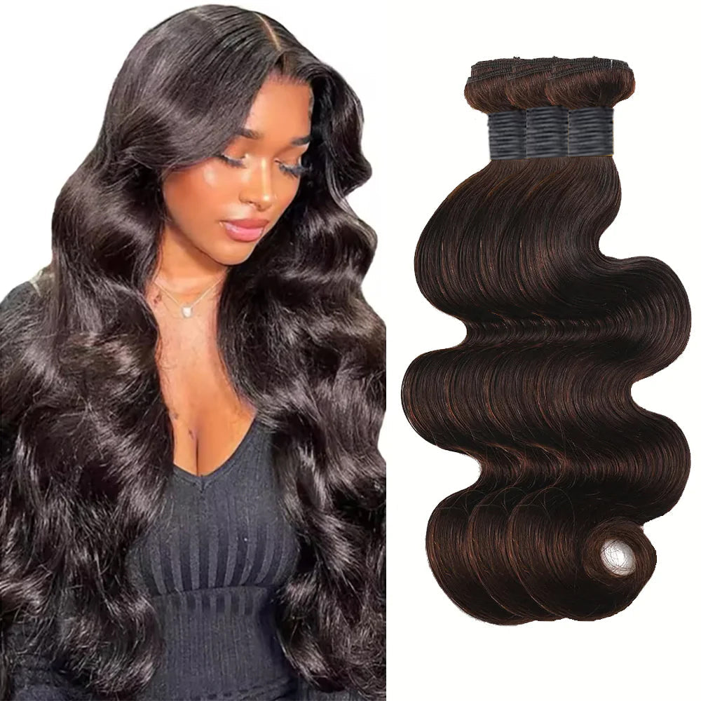 Holiday Deals : Unprocessed Brown hair Body Wave 3 Bundles Natural Brown color 100% Human HairOn sale(3V-Brown)