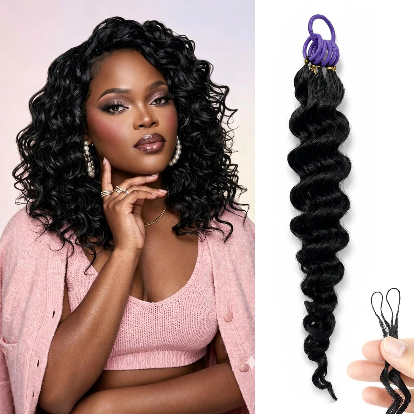 Ocean Wave Crochet 100% Human Hair - Boho Braiding Hair For Miracle Knots (50g/Pack)
