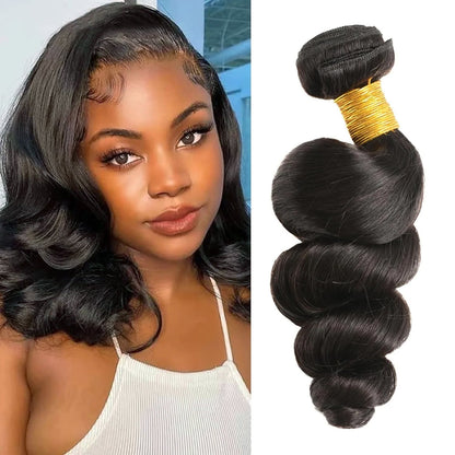 100% Affordable Human Hair Loose Bounce Wave Bundles | Natural Black 1B | 10"-20" | Soft & Airy Waves