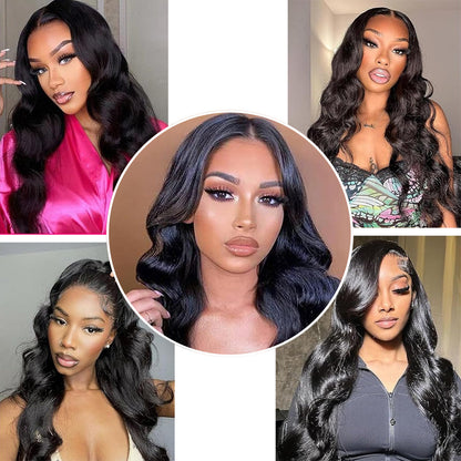 5x5 HD Lace Closure Wig Body Wave Human Hair Jet Black Swiss Lace, Skin-melt Lace, Invisible Lace