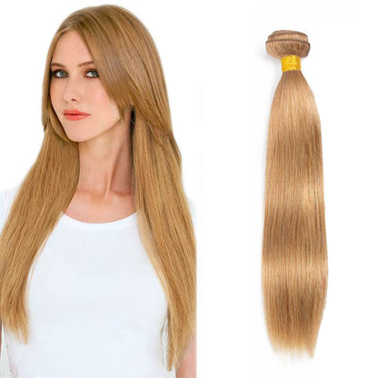 Honey Blonde Weft #27 Straight 100% Human Hair Unprocessed virgin remy hair Bundles | Single Donor Cuticle Intact