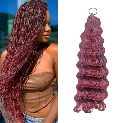 #99J Loose Deep Wave Crochet 100% Human Hair - Burgundy Boho Braiding Hair For Miracle Knots (50g/Pack)