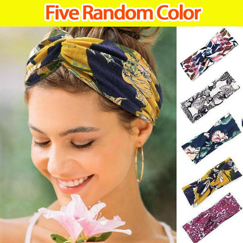 Boho Elastic Wrap Floral Twist Knot Headband Turban Multicolor Sports Hairband