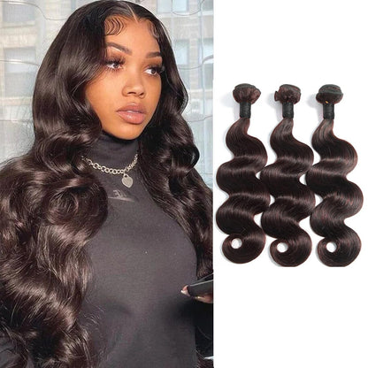 Dark Brown (2#) Body Wave 100% Human Hair Bundles | Deep Color & Soft Bouncy Waves