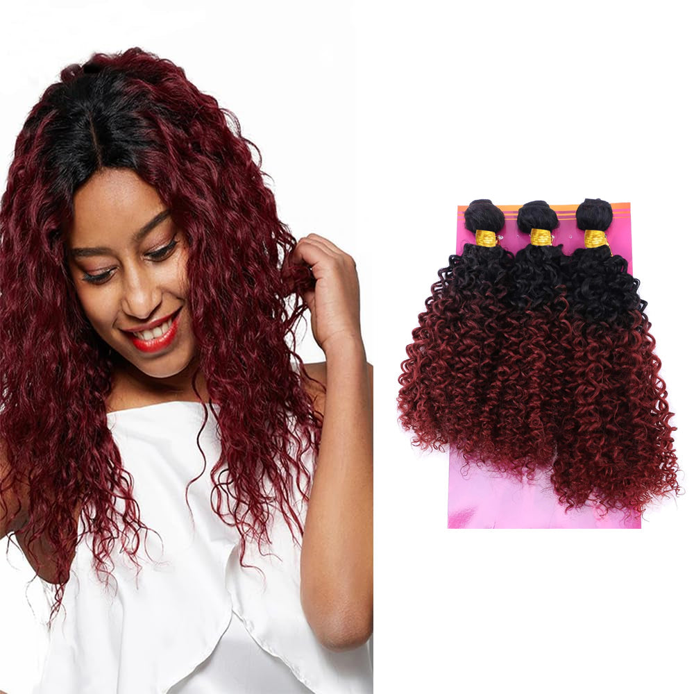 Ombre Black & Burgundy (1B/99J) Jerry Curl 100% Virgin Human Hair Bundles | Bold Curls & Two-Tone
