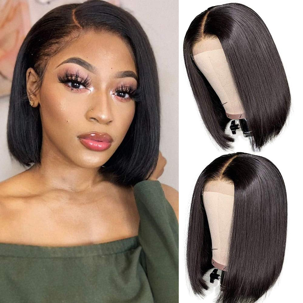 traight Natural Black Short Bob Wigs