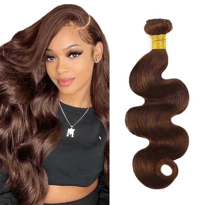Medium Brown (#4) Body Wave 100% Human Hair Bundles | Soft Waves & Natural Blend | Single Donor Cuticle Intact 100g