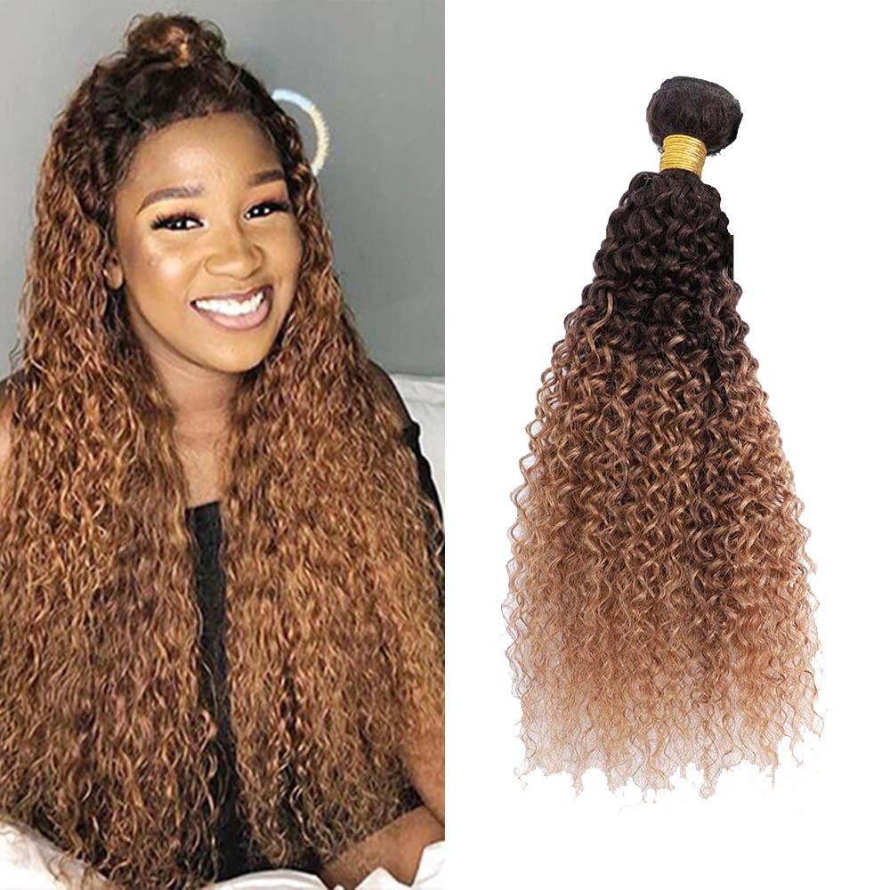 Ombre Dark to Light Brown (4/30) Jerry Curl 100% Virgin Human Hair Bundles | Natural Brown Gradient