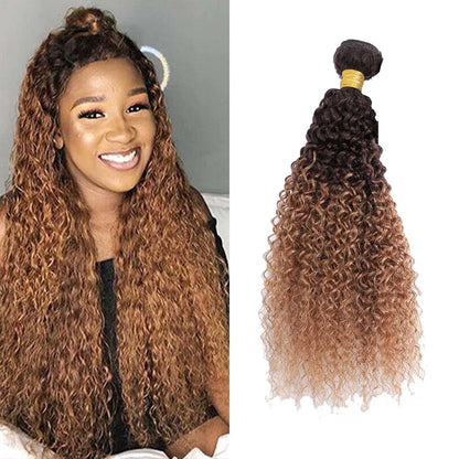 Ombre Dark to Light Brown (4/30) Jerry Curl 100% Virgin Human Hair Bundles | Natural Brown Gradient