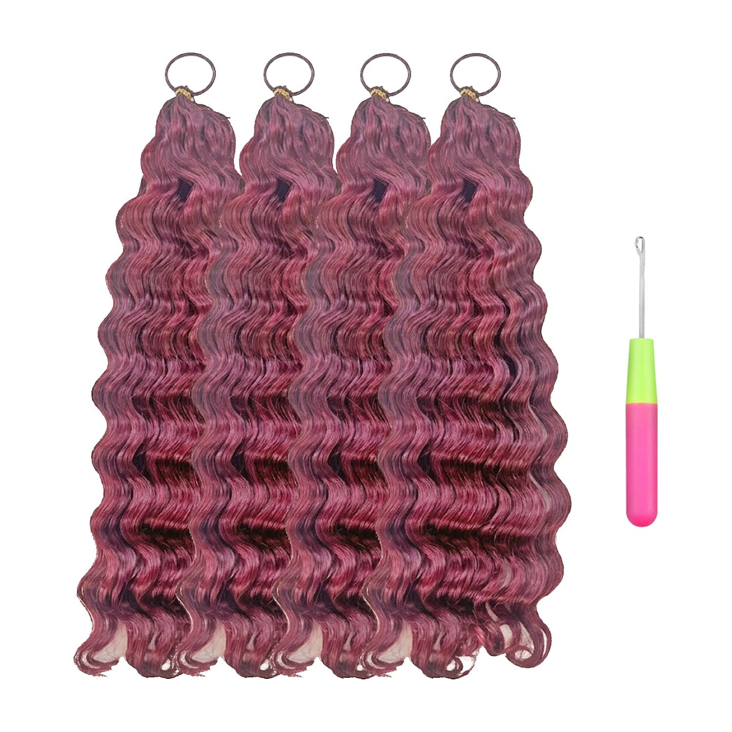 #99J Loose Deep Wave Crochet 100% Human Hair - Burgundy Boho Braiding Hair For Miracle Knots (50g/Pack)