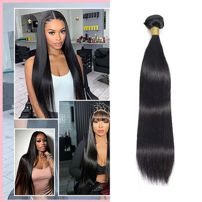 12A Premium Indian Straight Hair Bundles – Jet Black #1 Silky Unprocessed Human Hair Extensions | Machine Double Weft 10"-24"