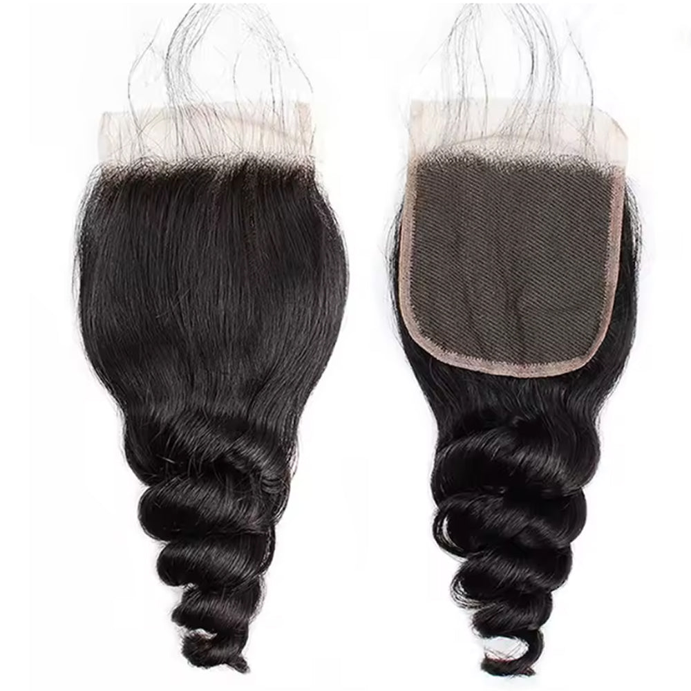 4x4 Lace Transparent Lace Closure Loose Wave Virgin Natural Human Hair | Bleached Knots, Free Part