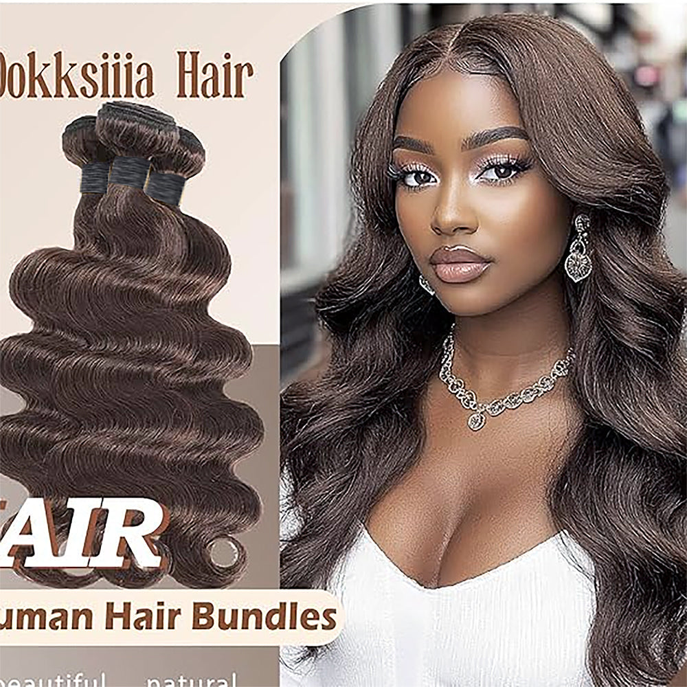 Holiday Deals : Unprocessed Brown hair Body Wave 3 Bundles Natural Brown color 100% Human HairOn sale(3V-Brown)