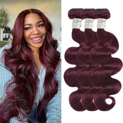 Ustar Master Blend Body Wave Bundles | Burgundy Red | 16"-30" | Human Hair + Premium Fibers