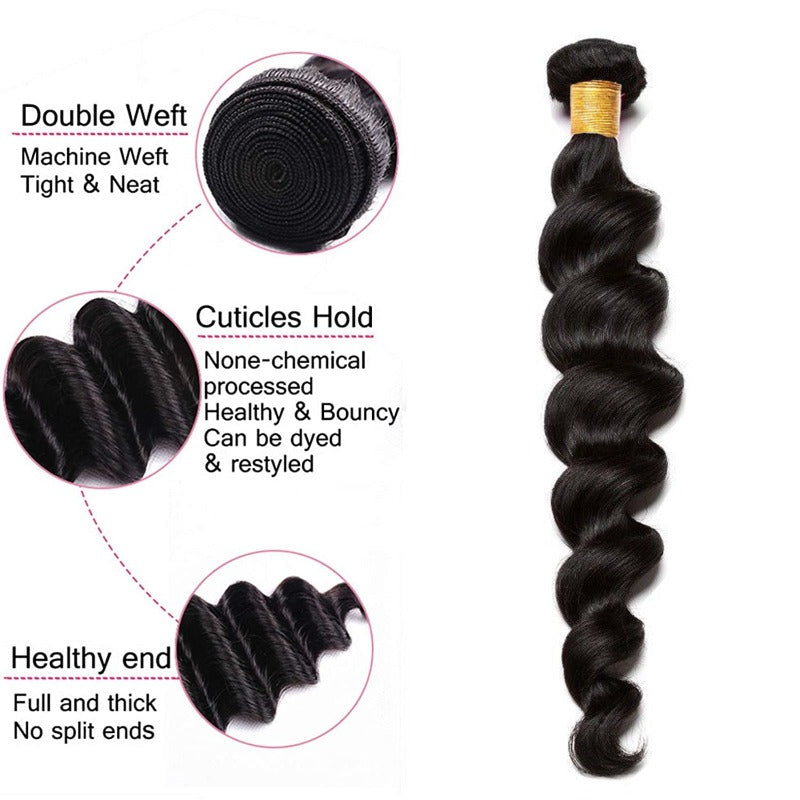 100% Virgin Remy hair Bundles Natural color Loose Wave