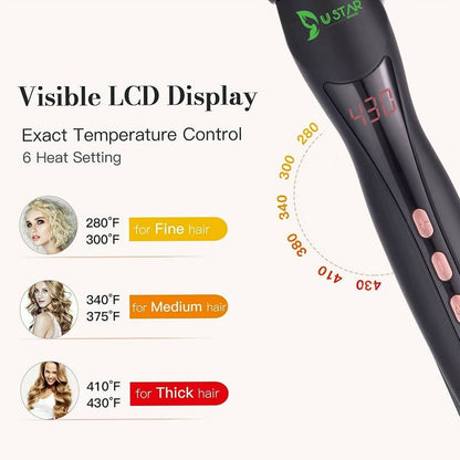 4-In-1 Curling Iron Wand Set with LED Temperature Control | Crimper & Waves
