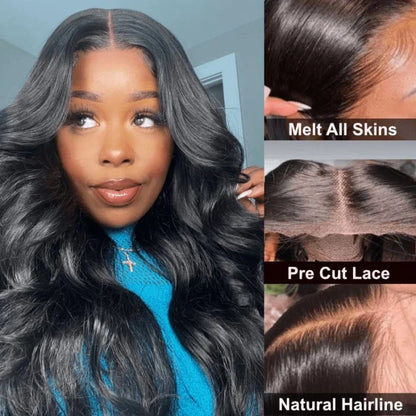 5x5 Lace Wear to Go Glueless Wig Body Wave Lace Closure  Wig 100 Virgin Human Hair Natural Color Swiss Lace, Skin-melt Lace, Invisible Lace