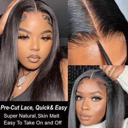 5x5 Wear To Go Glueless Wig Straight Lace Closure wig 100 Virgin Human Hair Natural Color Wig Swiss Lace, Skin-melt Lace, Invisible Lace