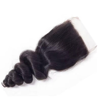 4x4 Lace Transparent Lace Closure Loose Wave Virgin Natural Human Hair | Bleached Knots, Free Part