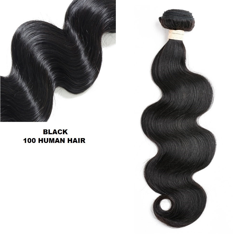 Affordable Hair Body Wave 100% Human Hair Natural Black 10"-30" | Soft Bouncy Weave Bundles