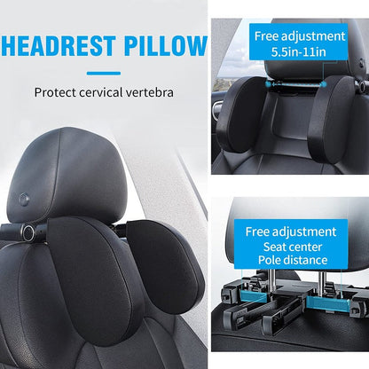 Caujon Car Headrest Pillow - Car Seat Head Support For Kids And Adult For Travelling (Black)