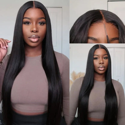 5x5 Wear To Go Glueless Wig Straight Lace Closure wig 100 Virgin Human Hair Natural Color Wig Swiss Lace, Skin-melt Lace, Invisible Lace
