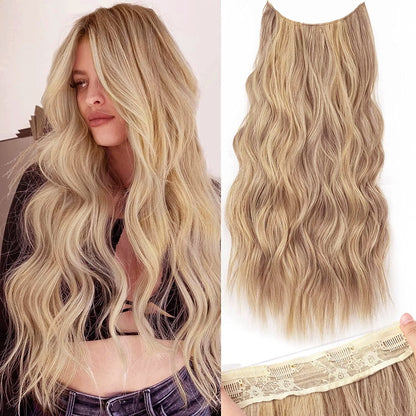 Clip in Long Wavy Synthetic Hair Extension 20 Inch 4PCS 180g Thick Hairpieces Fiber Double Weft Hair for Women – 23 Colors