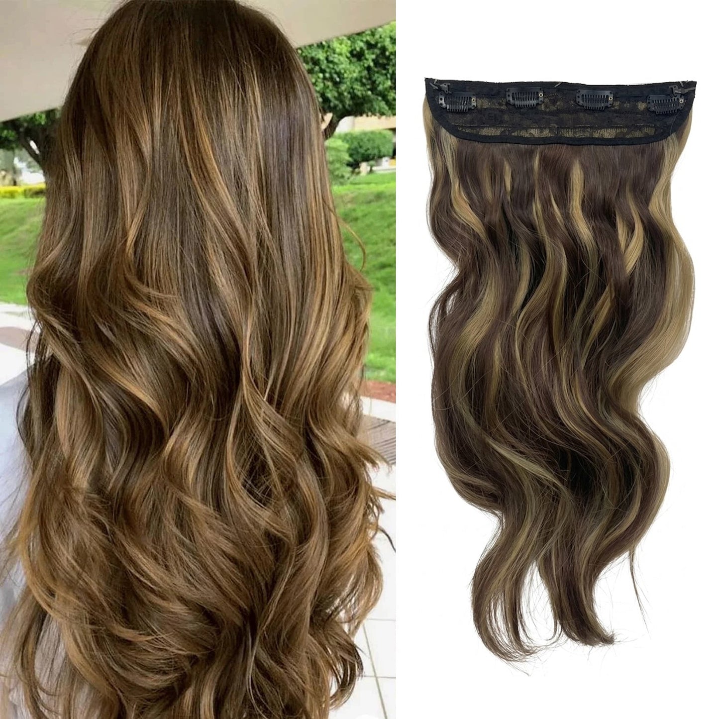Halo Hair Extensions Invisible Wire Clip on Synthetic Wave Clip Ins Hair 20 Inch – Lightweight, Easy Install, Natural Look